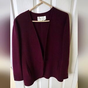 Oscar de la Renta Maroon Jacket With Side Pockets.